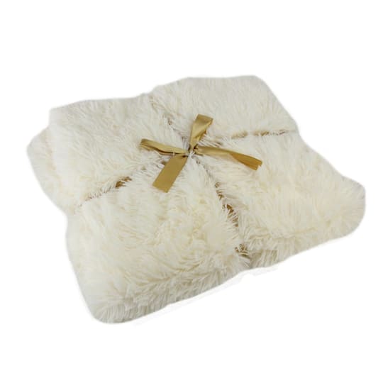 50" x 60" Cream Plush Throw Blanket